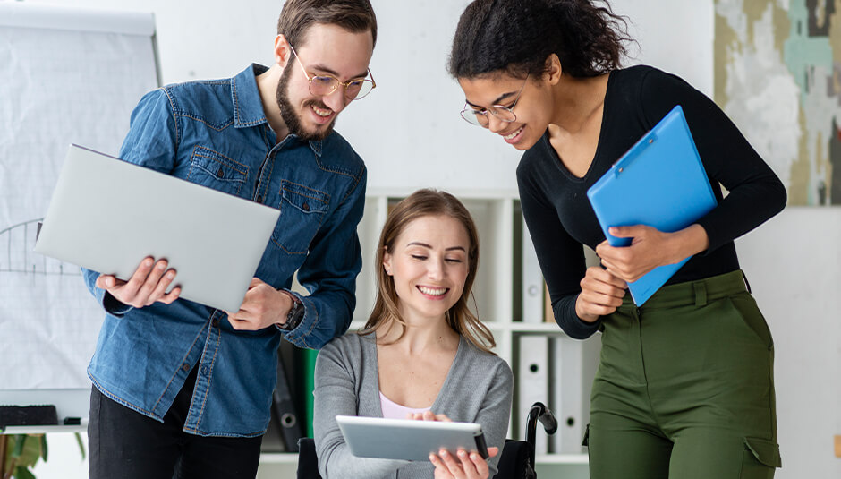 Our team working on digital marketing strategies